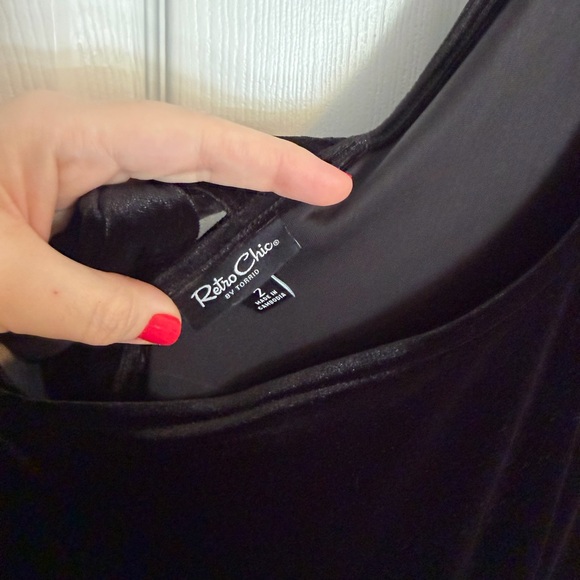 Torrid Retro Chic Black Velvet Dress with Polka Dot Skirt - Picture 5 of 6